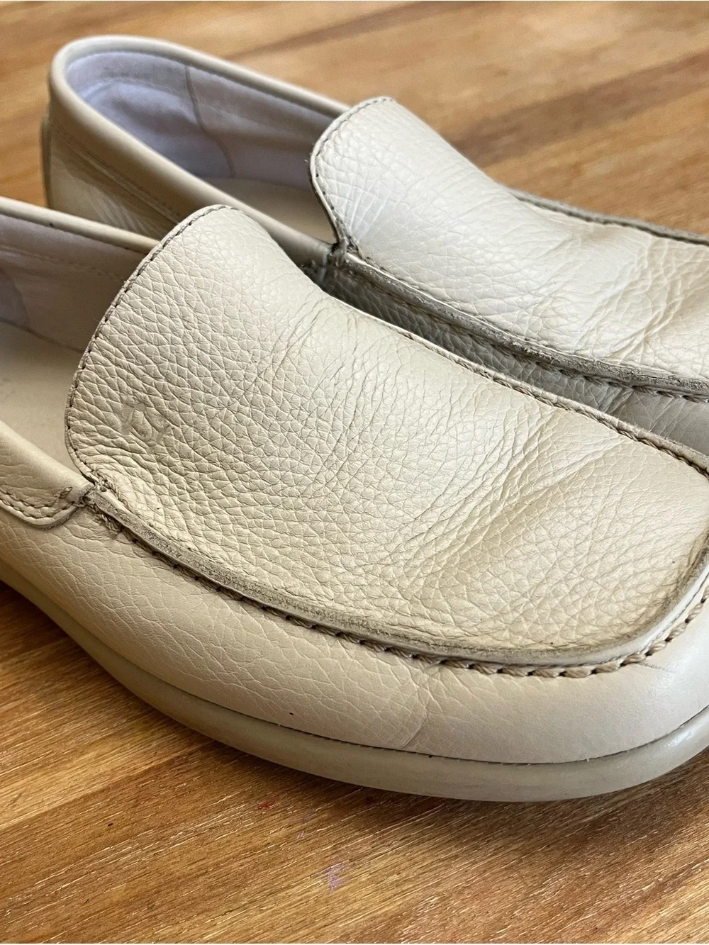 Havana Joe Men's Cream Leather Slip On Resort Loafers Made In Spain